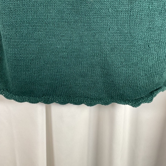 Vtg Cherry Stix Hand Knitted Crochet Cottagecore Sweater Vest Cropped Green OSFA - Picture 6 of 6